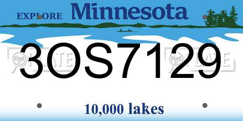3OS7129 Minnesota License Plate