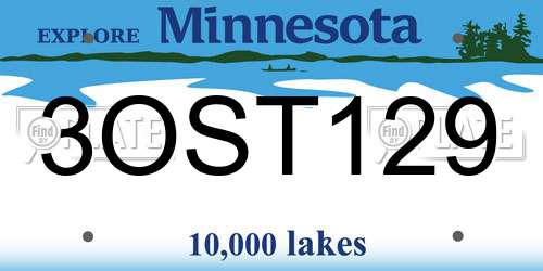 3OST129 Minnesota License Plate