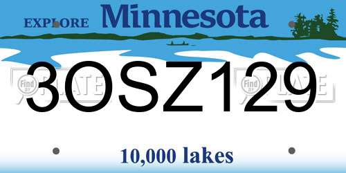 3OSZ129 Minnesota License Plate