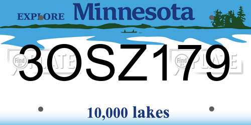 3OSZ179 Minnesota License Plate