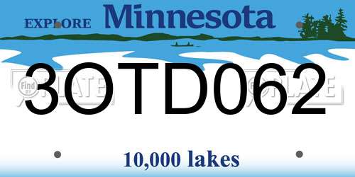 3OTD062 Minnesota License Plate