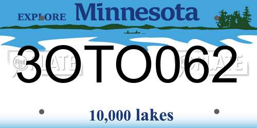 3OTO062 Minnesota License Plate