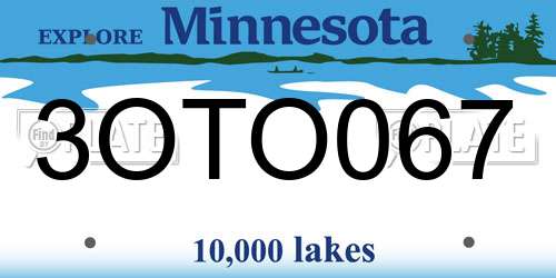 3OTO067 Minnesota License Plate