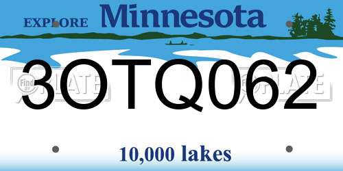3OTQ062 Minnesota License Plate