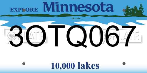 3OTQ067 Minnesota License Plate