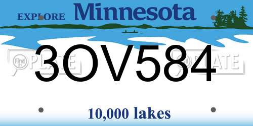 3OV584 Minnesota License Plate
