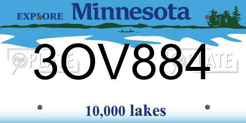 3OV884 Minnesota License Plate