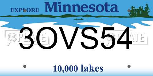 3OVS54 Minnesota License Plate