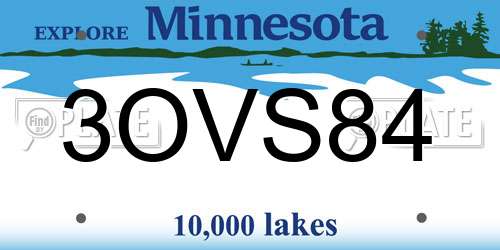 3OVS84 Minnesota License Plate
