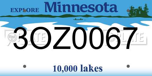 3OZ0067 Minnesota License Plate