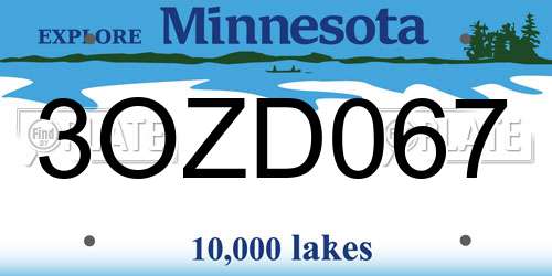 3OZD067 Minnesota License Plate