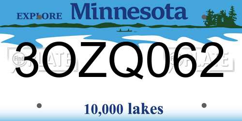 3OZQ062 Minnesota License Plate