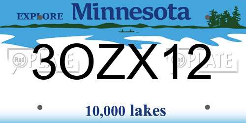 3OZX12 Minnesota License Plate
