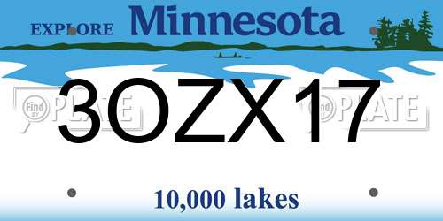 3OZX17 Minnesota License Plate
