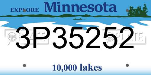 3P35252 Minnesota License Plate