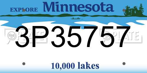 3P35757 Minnesota License Plate