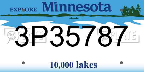3P35787 Minnesota License Plate