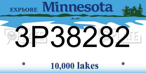 3P38282 Minnesota License Plate