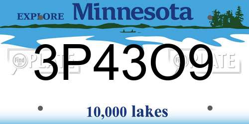 3P43O9 Minnesota License Plate