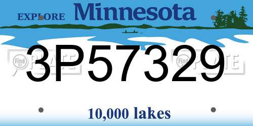3P57329 Minnesota License Plate