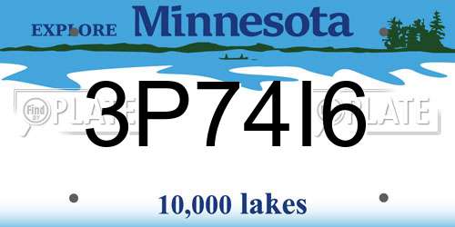 3P74I6 Minnesota License Plate