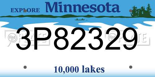3P82329 Minnesota License Plate