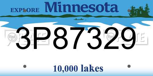 3P87329 Minnesota License Plate