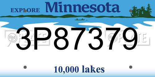 3P87379 Minnesota License Plate