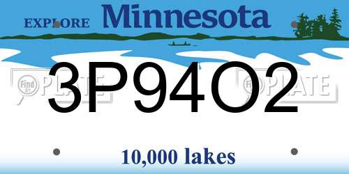 3P94O2 Minnesota License Plate