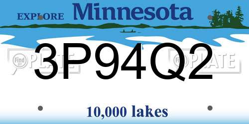 3P94Q2 Minnesota License Plate