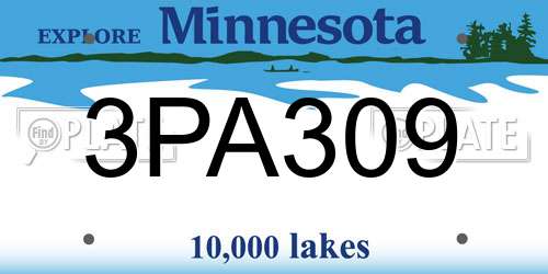 3PA309 Minnesota License Plate