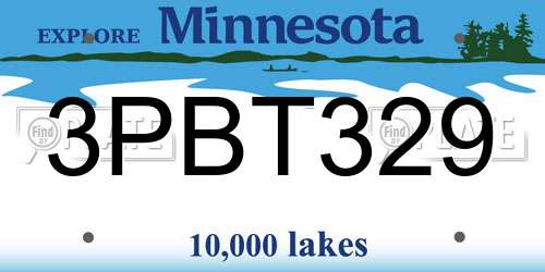 3PBT329 Minnesota License Plate