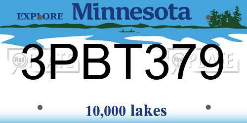 3PBT379 Minnesota License Plate