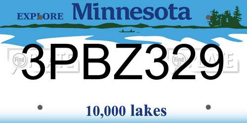 3PBZ329 Minnesota License Plate
