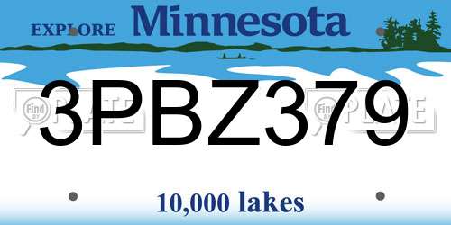 3PBZ379 Minnesota License Plate
