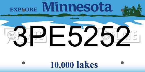 3PE5252 Minnesota License Plate