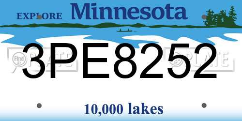 3PE8252 Minnesota License Plate