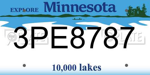 3PE8787 Minnesota License Plate