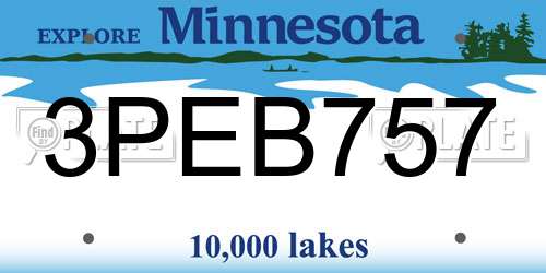 3PEB757 Minnesota License Plate