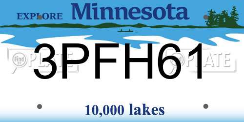 3PFH61 Minnesota License Plate