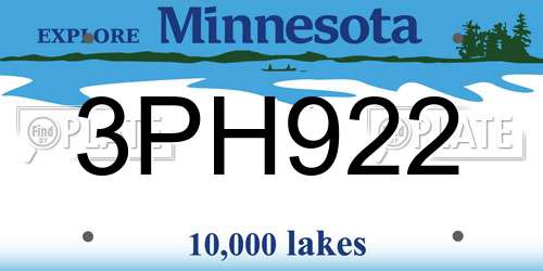 3PH922 Minnesota License Plate