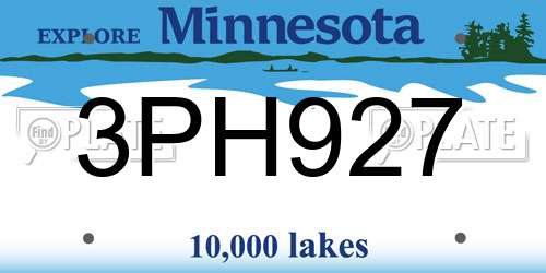 3PH927 Minnesota License Plate