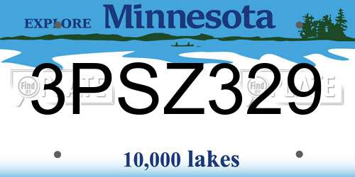 3PSZ329 Minnesota License Plate