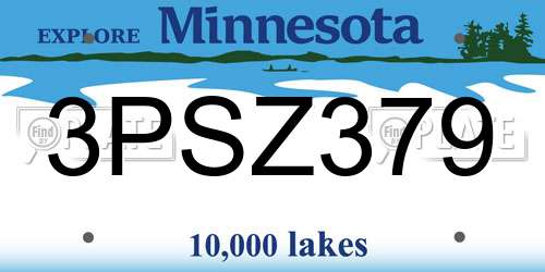 3PSZ379 Minnesota License Plate