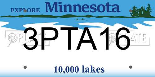3PTA16 Minnesota License Plate
