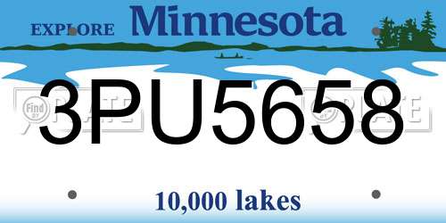 3PU5658 Minnesota License Plate
