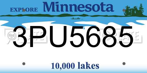 3PU5685 Minnesota License Plate