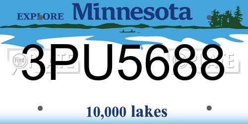 3PU5688 Minnesota License Plate
