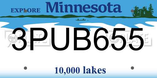 3PUB655 Minnesota License Plate
