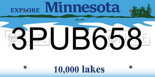 3PUB658 Minnesota License Plate